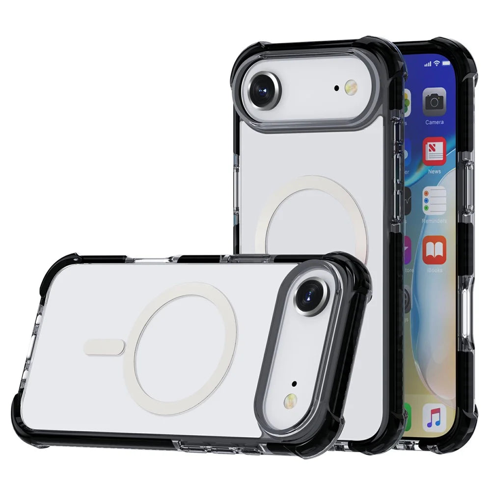 For iPhone Air Case Compatible with MagSafe Reinforced Corners TPU + Acrylic + TPE Phone Cover - Black - 3