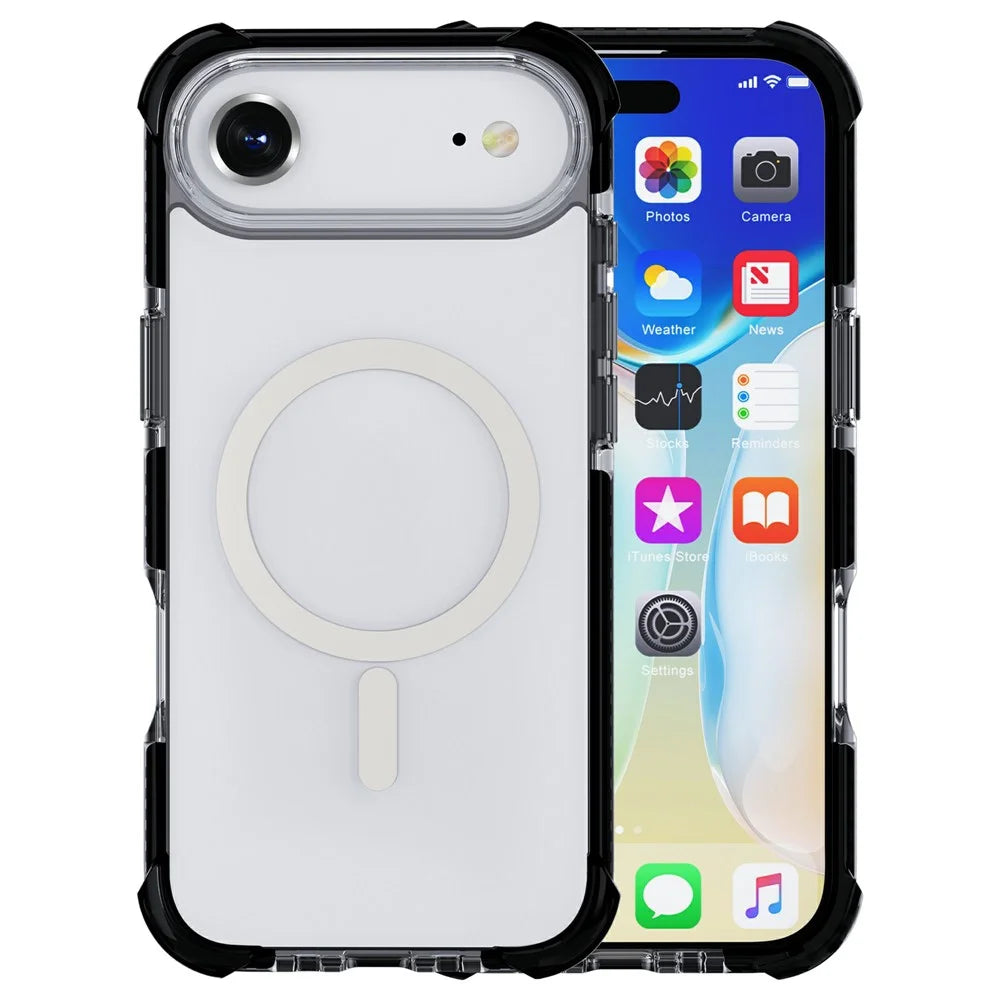For iPhone Air Case Compatible with MagSafe Reinforced Corners TPU + Acrylic + TPE Phone Cover - Black - 4