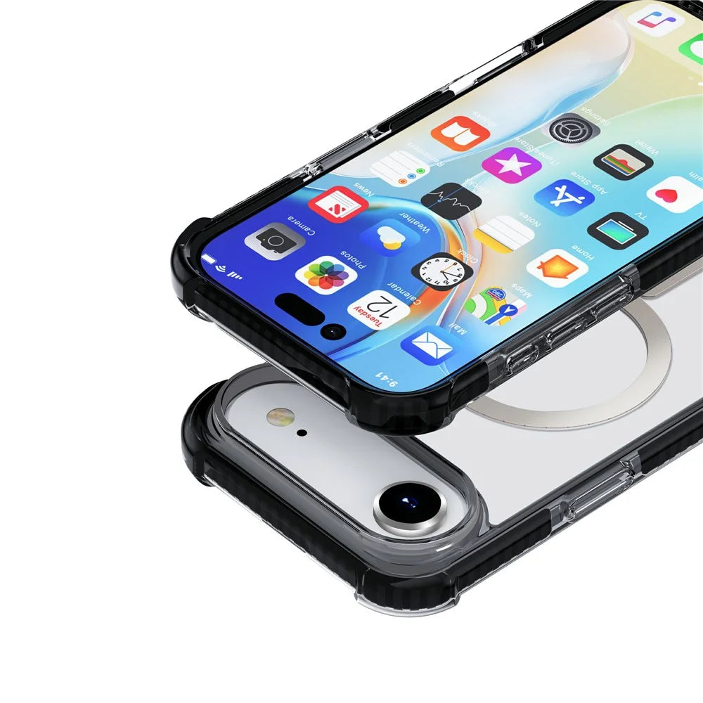 For iPhone Air Case Compatible with MagSafe Reinforced Corners TPU + Acrylic + TPE Phone Cover - Black - 6