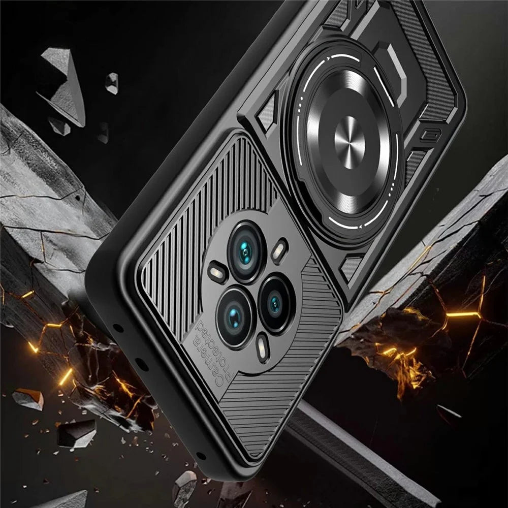 For Realme 14 Pro 5G Magnetic Case Rotating Kickstand TPU + PC Phone Cover - Black - 7