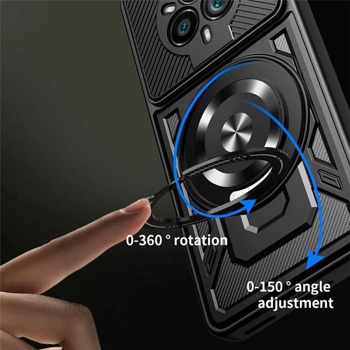 For Realme 14 Pro+ 5G Magnetic Case Rotating Kickstand TPU + PC Phone Cover - Black - 2