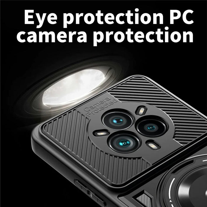 For Realme 14 Pro+ 5G Magnetic Case Rotating Kickstand TPU + PC Phone Cover - Black - 5