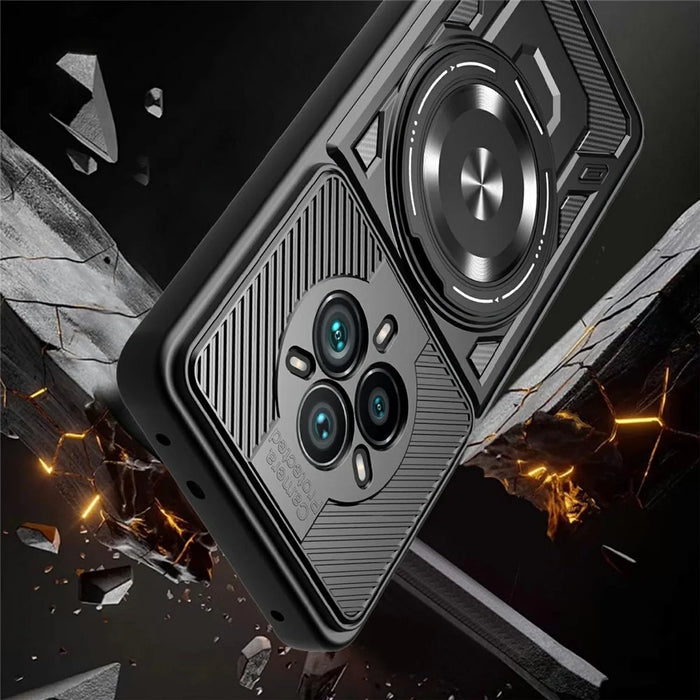 For Realme 14 Pro+ 5G Magnetic Case Rotating Kickstand TPU + PC Phone Cover - Black - 7