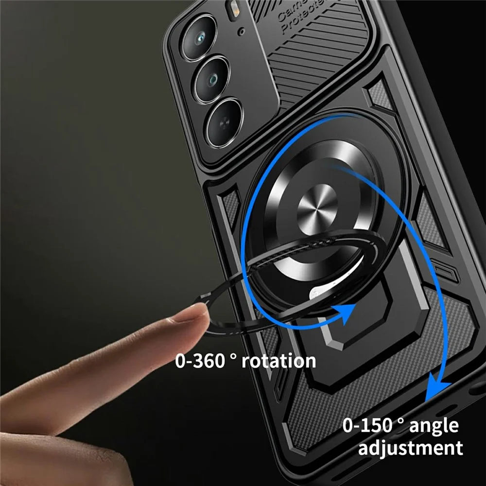 For Realme C75 4G  /  14x 5G  /  V60 Pro 5G  /  P3x 5G Magnetic Case Rotating Kickstand TPU + PC Phone Cover - Black - 2