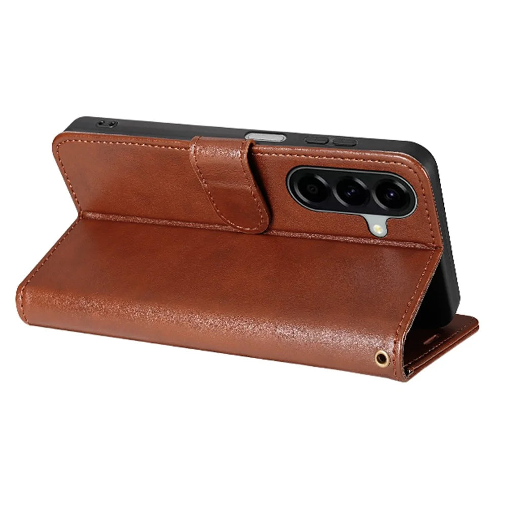 AZNS For Samsung Galaxy A18 5G / A18 4G / A17 5G / A17 4G / A26 5G Case Anti-Scratch PU Leather Stand Wallet Phone Cover - Brown - 3