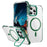 For iPhone 14 Pro Clear Phone Case with Lens Kickstand Cover Compatible with MagSafe - Green - 1