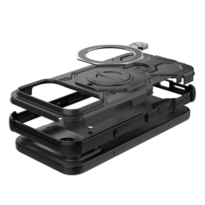 For iPhone 18 Pro / 17 Pro Magnetic Case Rotating Metal Kickstand Shockproof PC + TPU Phone Back Cover - Black - 6