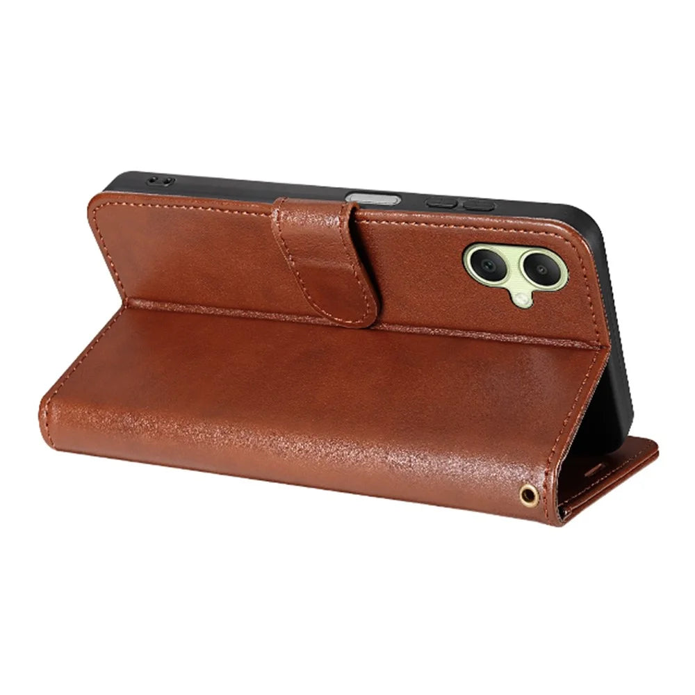 AZNS For Samsung Galaxy A08 5G / A08 4G / A07 5G / A07 4G Case Anti-Scratch PU Leather Stand Wallet Phone Cover - Brown - 3