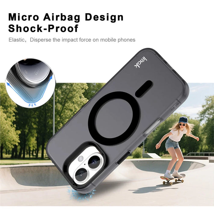 IMAK For iPhone 17 Case Compatible with MagSafe Candy Color Anti Drop TPU + PET Back Cover - Black - 3