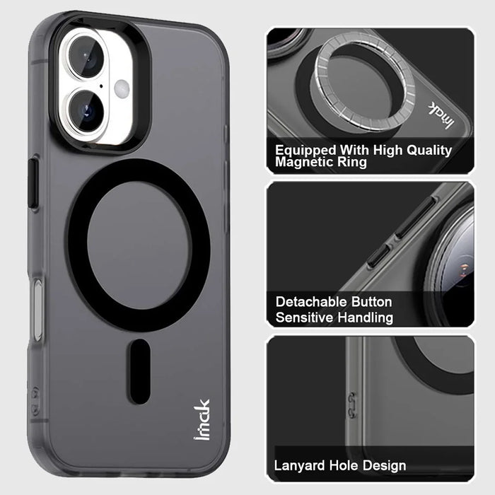 IMAK For iPhone 17 Case Compatible with MagSafe Candy Color Anti Drop TPU + PET Back Cover - Black - 4