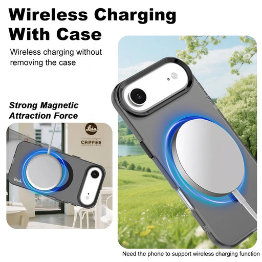 IMAK For iPhone Air Case Compatible with MagSafe Candy Color Anti Drop TPU + PET Back Cover - Black - 2