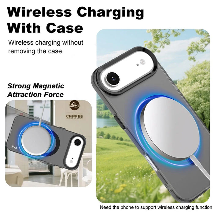 IMAK For iPhone Air Case Compatible with MagSafe Candy Color Anti Drop TPU + PET Back Cover - Black - 2