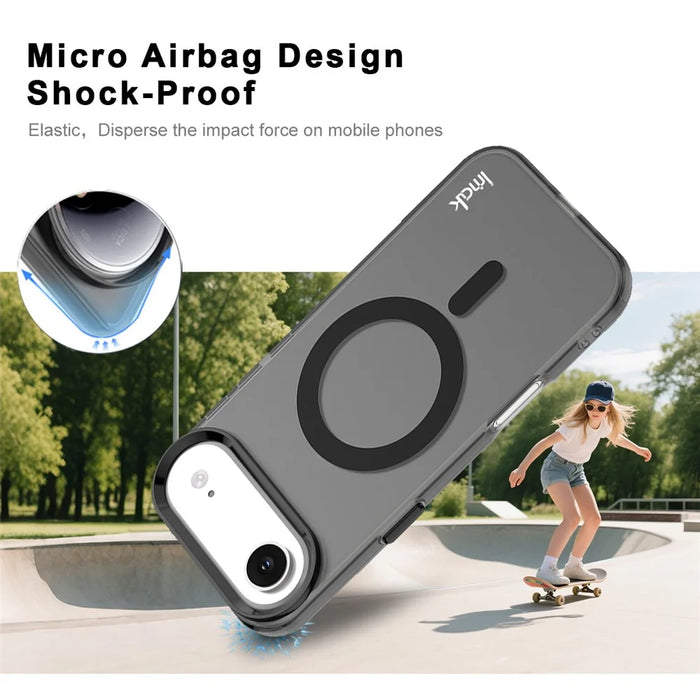 IMAK For iPhone Air Case Compatible with MagSafe Candy Color Anti Drop TPU + PET Back Cover - Black - 3