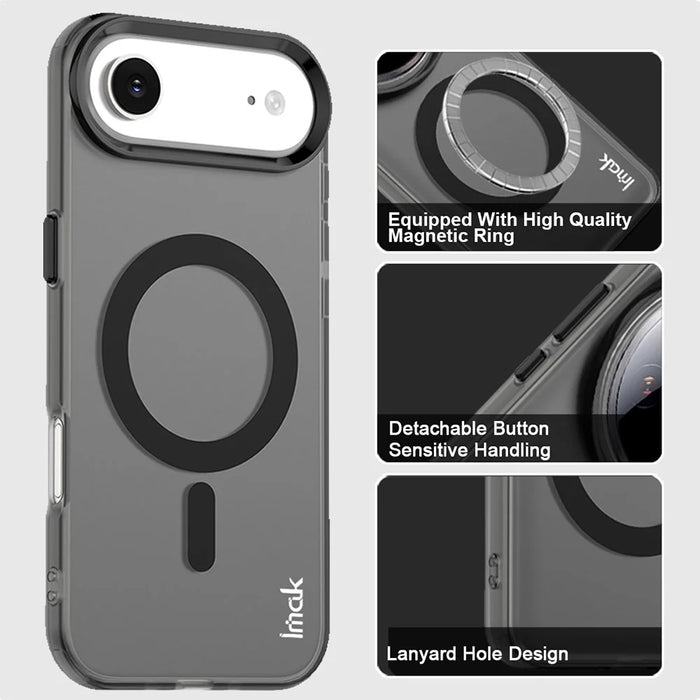 IMAK For iPhone Air Case Compatible with MagSafe Candy Color Anti Drop TPU + PET Back Cover - Black - 4