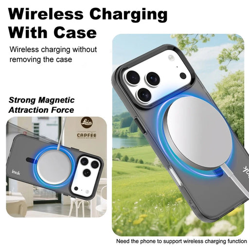 IMAK For iPhone 17 Pro Max Case Compatible with MagSafe Candy Color Anti Drop TPU + PET Back Cover - Black - 2