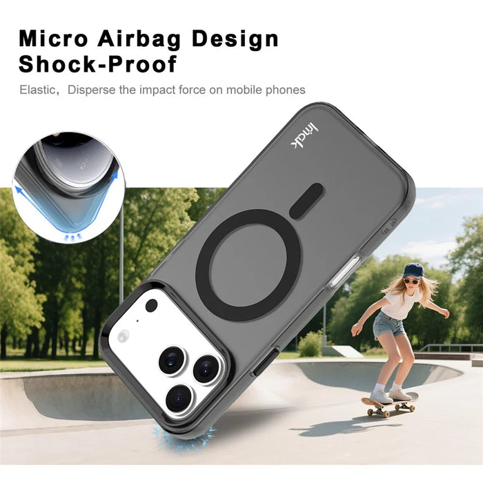 IMAK For iPhone 17 Pro Max Case Compatible with MagSafe Candy Color Anti Drop TPU + PET Back Cover - Black - 3