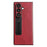 For Samsung Galaxy Z Fold7 5G Case Kickstand Leather Coated PC Folding Phone Cover - Red - 1