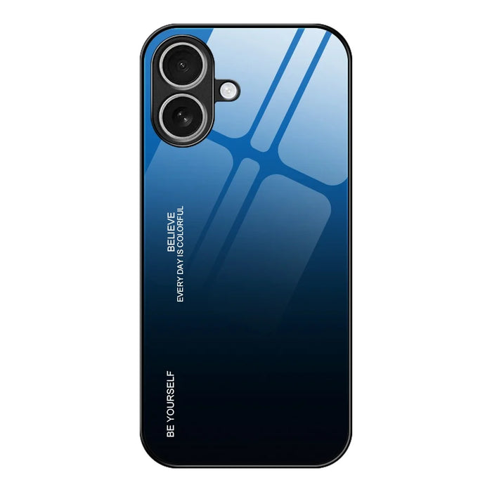 For iPhone 17 Case Gradient Color Tempered Glass + TPU Phone Cover - Blue  /  Black - 1