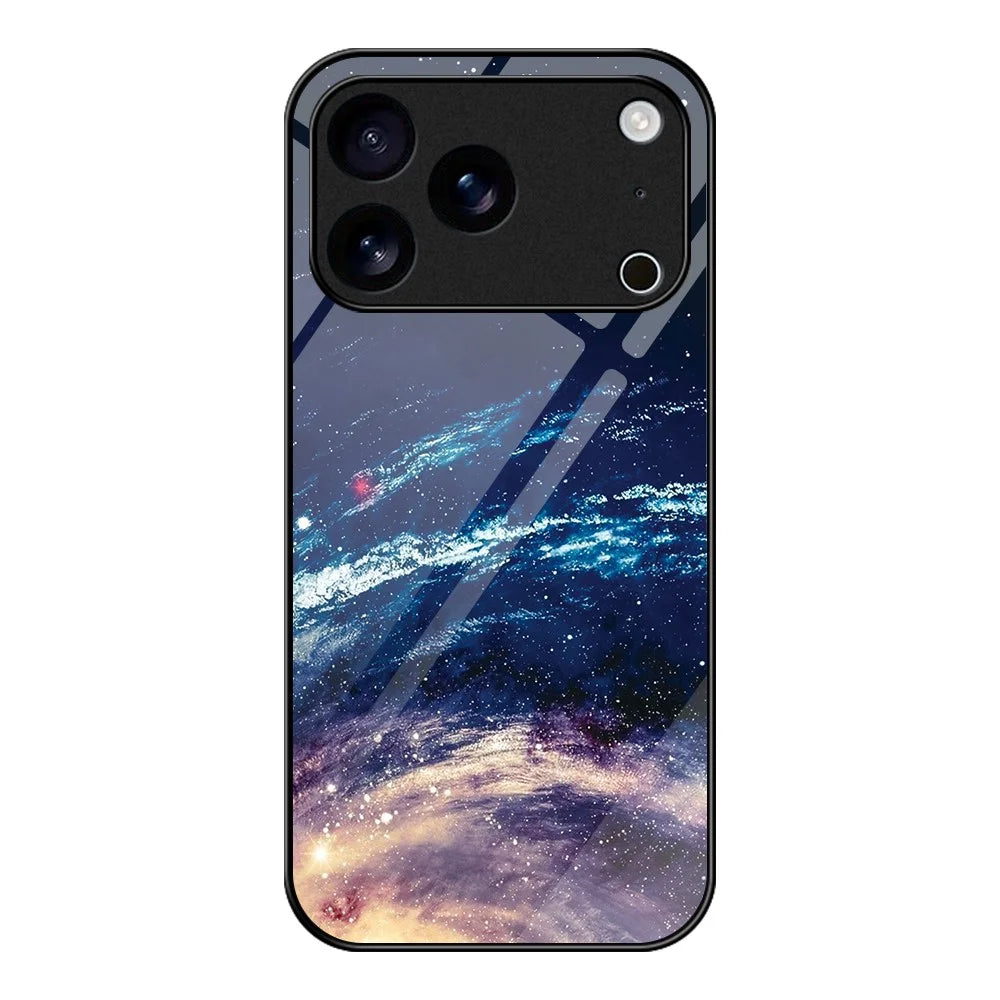 For iPhone 17 Pro Max Case Tempered Glass + PC + TPU Phone Protector Pattern Printing - The Milky Way - 1