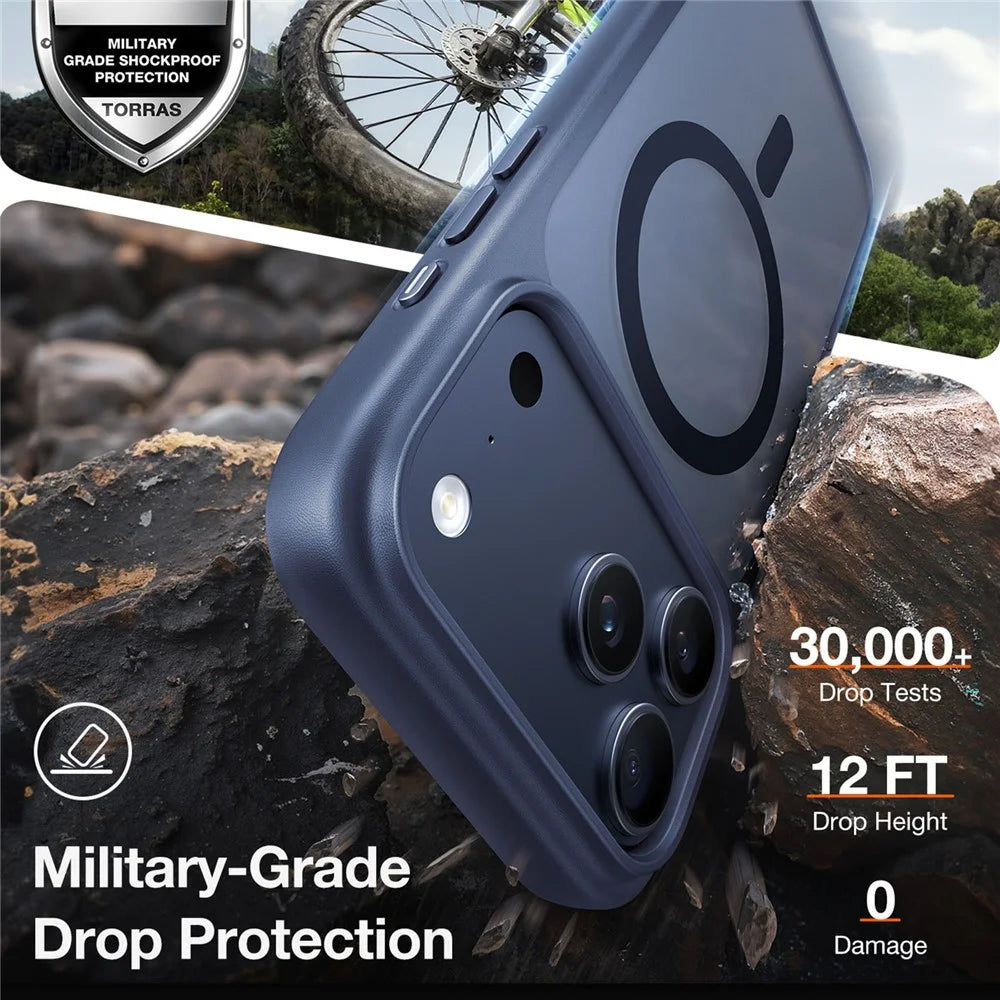 TORRAS Guardian-Mag Series For iPhone 17 Pro Max Case Magnetic Matte PC + TPU Phone Cover - Dark Blue - 4