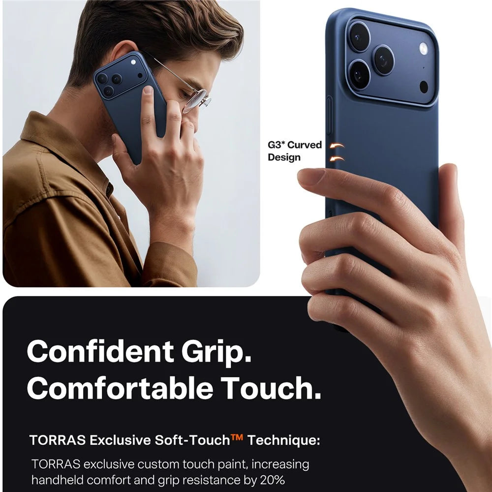 TORRAS Slimfit Mag Series For iPhone 17 Pro Case Compatible with MagSafe Hard PC Shockproof Phone Cover - Dark Blue - 5