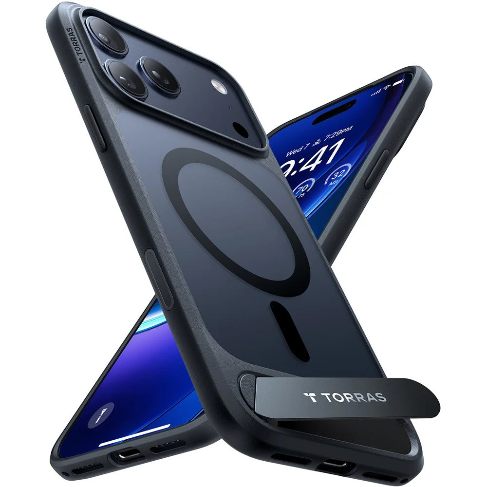TORRAS Ostand L1 Series For iPhone 17 Pro Case Kickstand TPU + PC Phone Cover Compatible with MagSafe - Black - 2