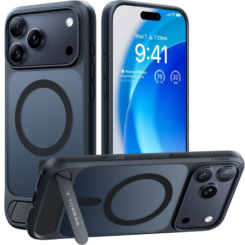 TORRAS Ostand L1 Series For iPhone 17 Pro Max Case Kickstand TPU + PC Phone Cover Compatible with MagSafe - Black - 1