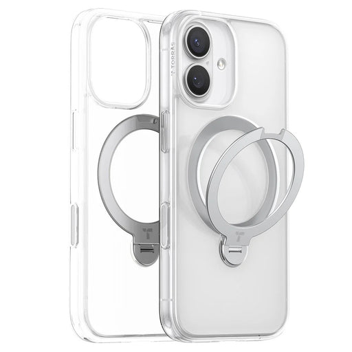 TORRAS Ostand Q3 Spin Series For iPhone 17 Case Compatible with MagSafe Rotating Kickstand PC + TPU Phone Cover - Transparent - 2