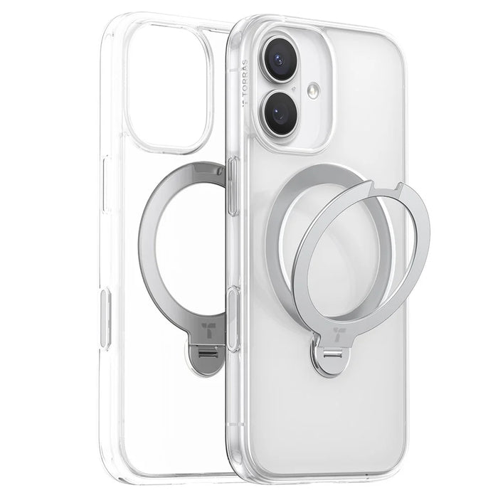 TORRAS Ostand Q3 Spin Series For iPhone 17 Case Compatible with MagSafe Rotating Kickstand PC + TPU Phone Cover - Transparent - 2
