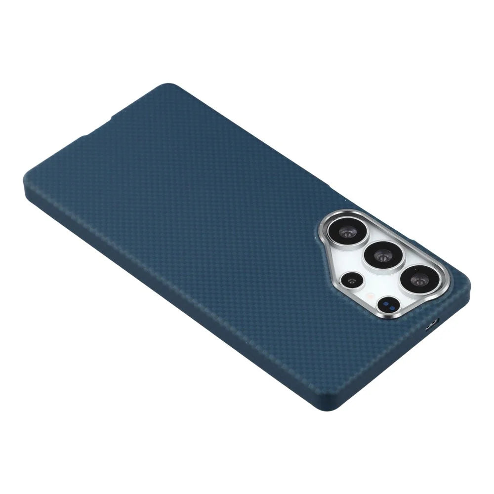 X-LEVEL For Samsung Galaxy S25 Ultra Magnetic Case Carbon Nanofiber + Metal Lens Frame Phone Cover - Blue - 5