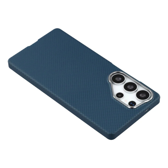 X-LEVEL For Samsung Galaxy S25 Ultra Magnetic Case Carbon Nanofiber + Metal Lens Frame Phone Cover - Blue - 5