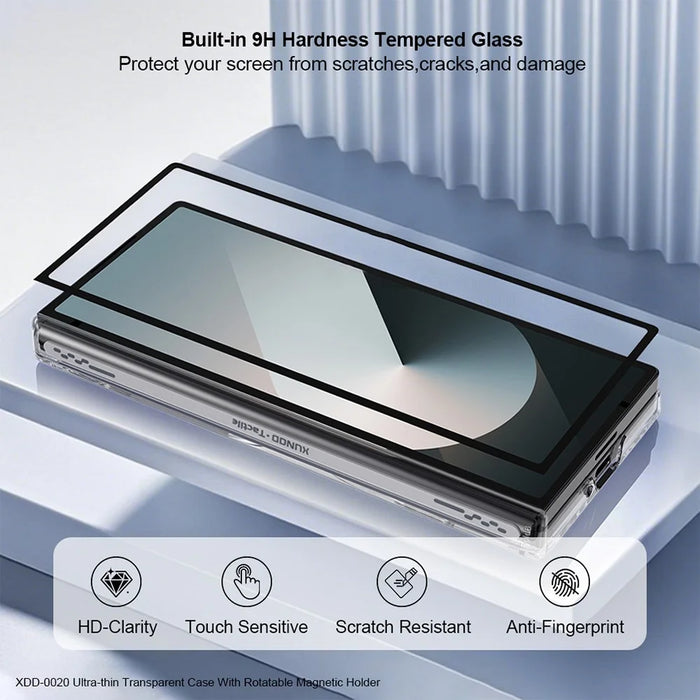 XUNDD For Samsung Galaxy Z Fold5 5G Magnetic Case Kickstand PC Cover with Tempered Glass - 6