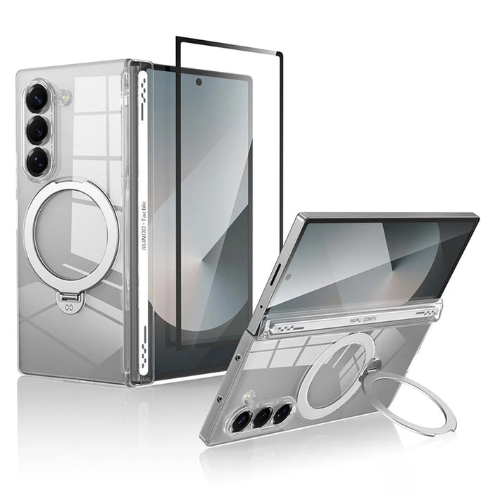 XUNDD For Samsung Galaxy Z Fold6 5G Magnetic Case Kickstand PC Cover with Tempered Glass - 1