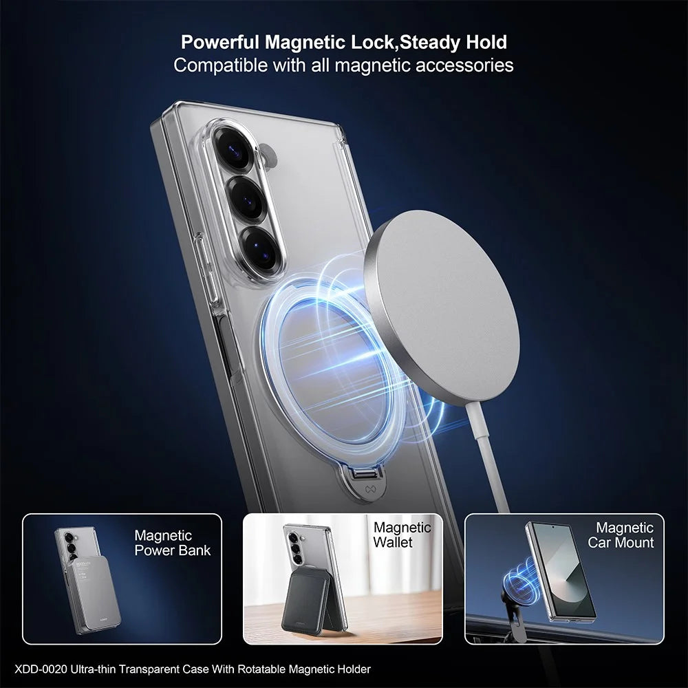 XUNDD For Samsung Galaxy Z Fold6 5G Magnetic Case Kickstand PC Cover with Tempered Glass - 3