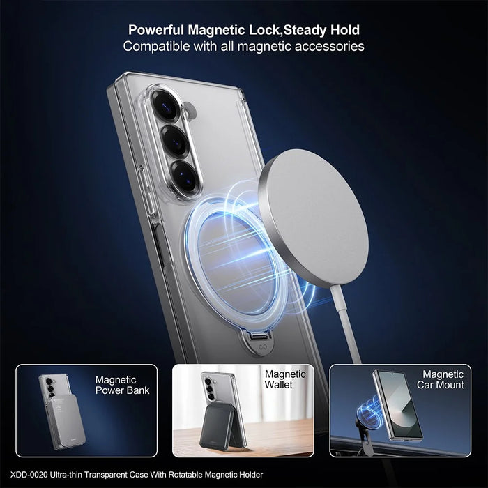 XUNDD For Samsung Galaxy Z Fold6 5G Magnetic Case Kickstand PC Cover with Tempered Glass - 3
