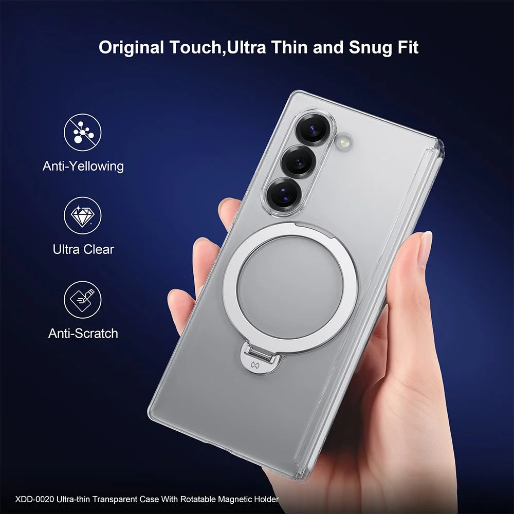 XUNDD For Samsung Galaxy Z Fold6 5G Magnetic Case Kickstand PC Cover with Tempered Glass - 5
