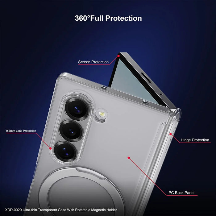 XUNDD For Samsung Galaxy Z Fold7 5G Magnetic Case Kickstand PC Cover with Tempered Glass - 4
