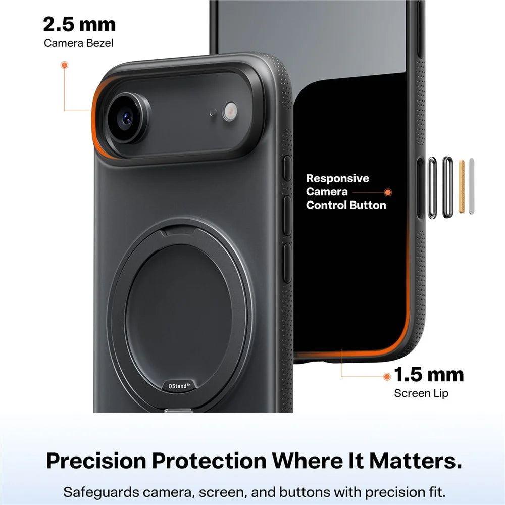 TORRAS Ostand O3 Fitness Series For iPhone Air Case Compatible with MagSafe TPU PC Kickstand Phone Cover - Black - 5