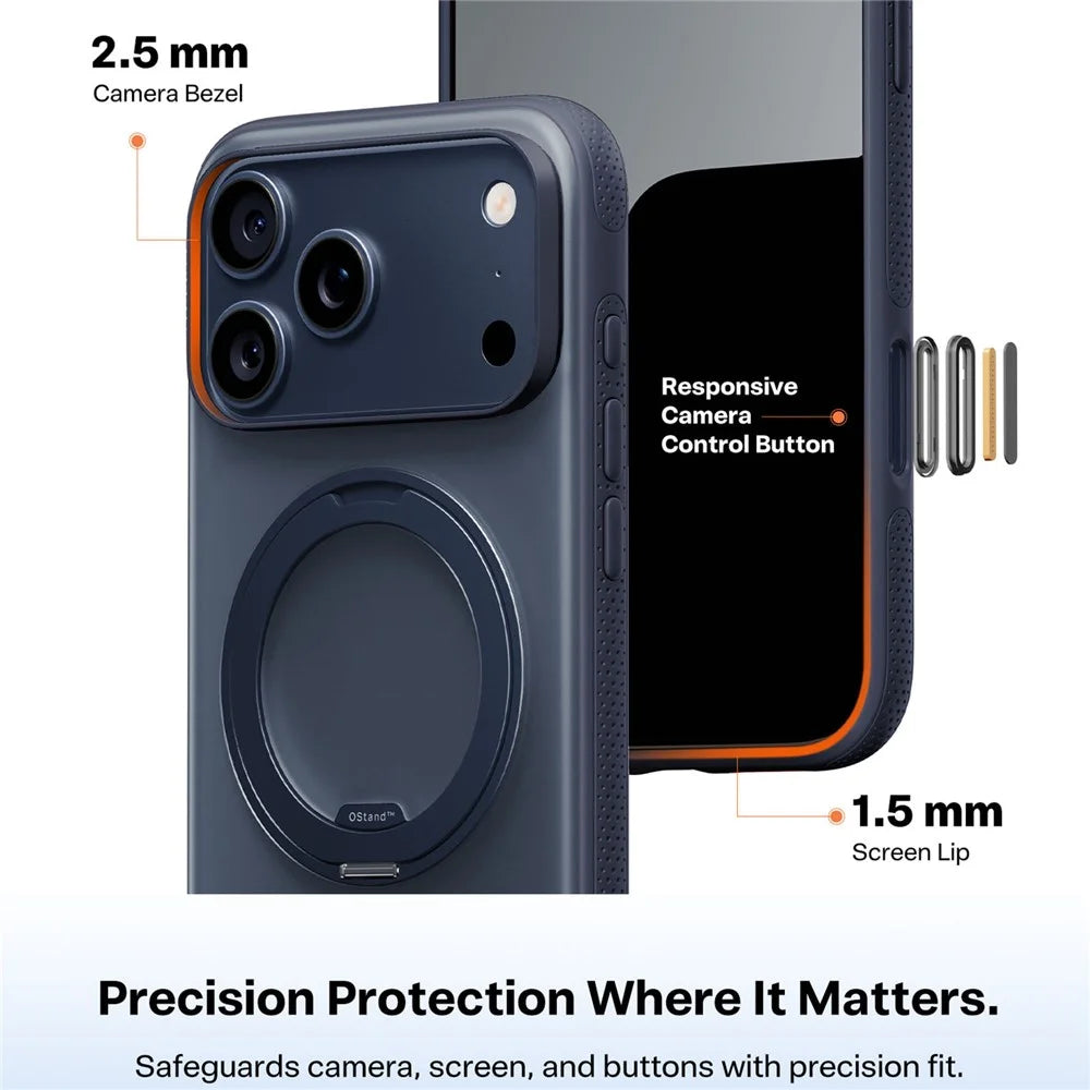 TORRAS Ostand O3 Fitness Series For iPhone 17 Pro Case Compatible with MagSafe TPU PC Kickstand Phone Cover - Dark Blue - 5