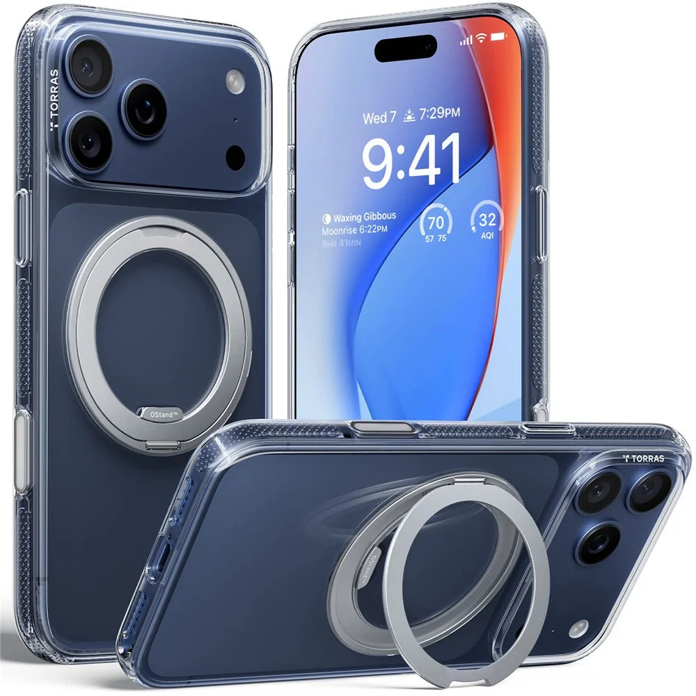 TORRAS Ostand O3 Fitness Series For iPhone 17 Pro Max Case Compatible with MagSafe TPU PC Kickstand Phone Cover - Transparent - 1