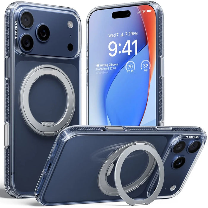 TORRAS Ostand O3 Fitness Series For iPhone 17 Pro Max Case Compatible with MagSafe TPU PC Kickstand Phone Cover - Transparent - 1