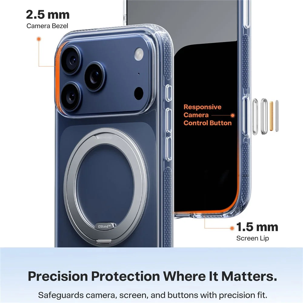 TORRAS Ostand O3 Fitness Series For iPhone 17 Pro Max Case Compatible with MagSafe TPU PC Kickstand Phone Cover - Transparent - 5