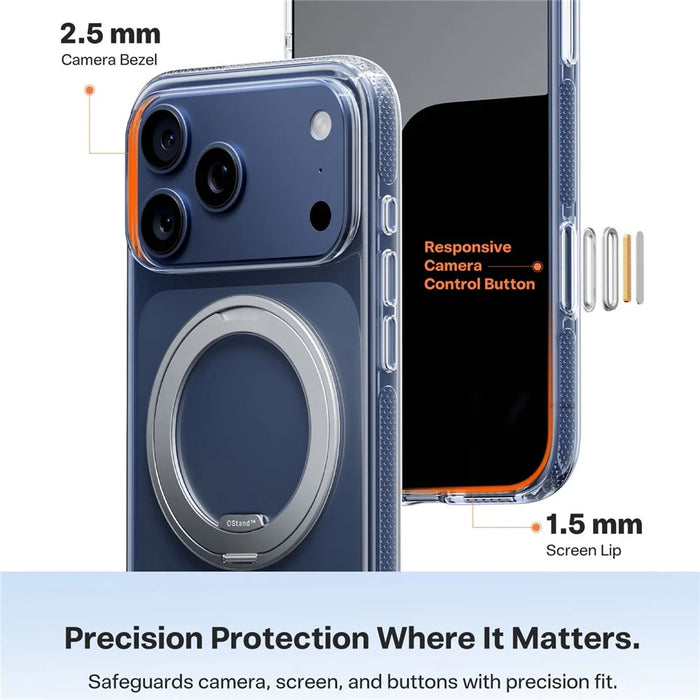 TORRAS Ostand O3 Fitness Series For iPhone 17 Pro Max Case Compatible with MagSafe TPU PC Kickstand Phone Cover - Transparent - 5