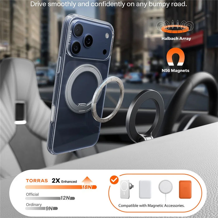TORRAS Ostand O3 Fitness Series For iPhone 17 Pro Max Case Compatible with MagSafe TPU PC Kickstand Phone Cover - Transparent - 6
