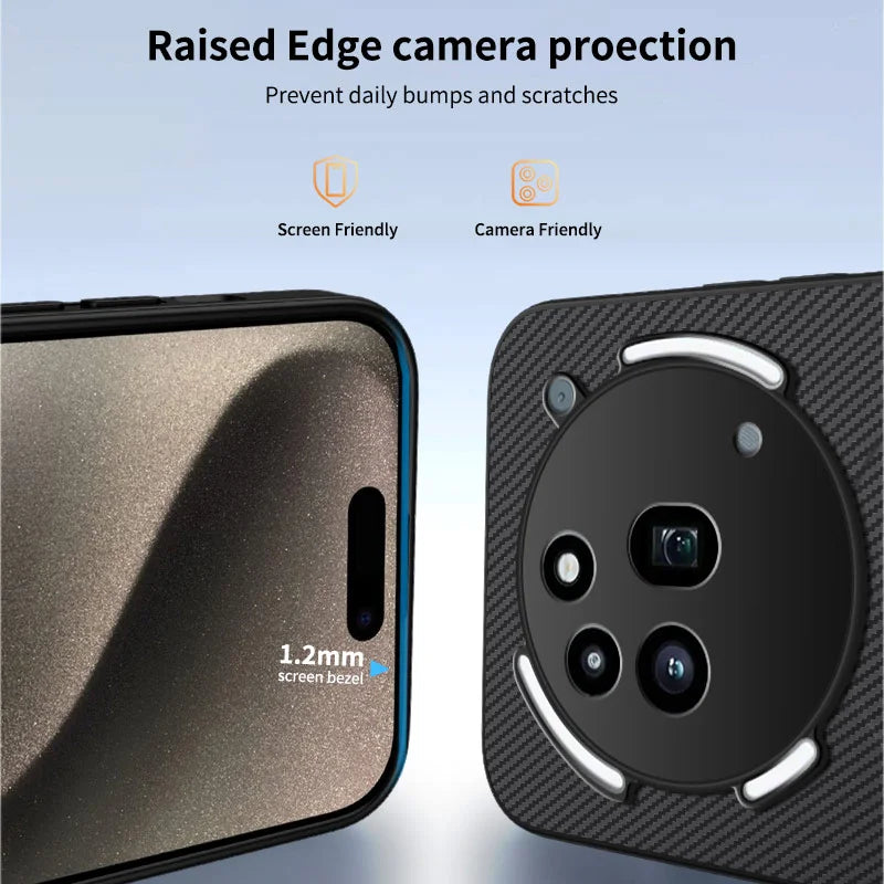 WANLONFENG For Nothing Phone (3a) Pro Magnetic Case  TQ1 Series Carbon Fiber Texture PC TPU Phone Cover with 2Pcs Screen Films - Black - 3