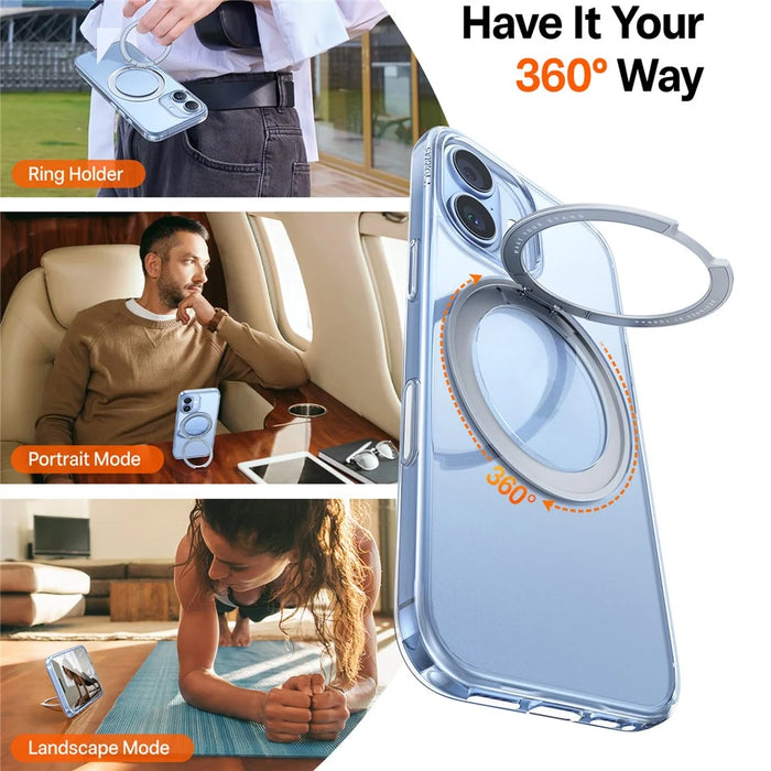 TORRAS Ostand O1 Guardian Series For iPhone 17 Magnetic Case Rotating Kickstand TPU + PC Phone Cover - Transparent - 2