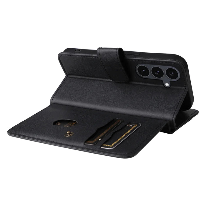 For Samsung Galaxy S25 FE Leather Case with 10 Card Holder Phone Cover Stand - Black - 7