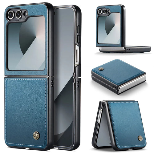 CASEME For Samsung Galaxy Z Flip7 FE 5G Case  023 Series RFID Blocking Glossy Stand Phone Cover - Blue - 1