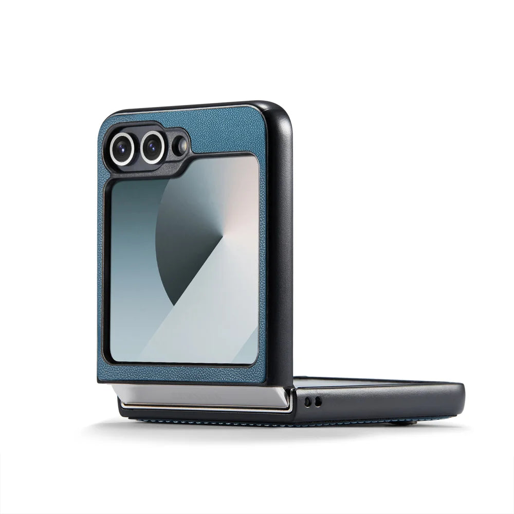 CASEME For Samsung Galaxy Z Flip7 FE 5G Case  023 Series RFID Blocking Glossy Stand Phone Cover - Blue - 4