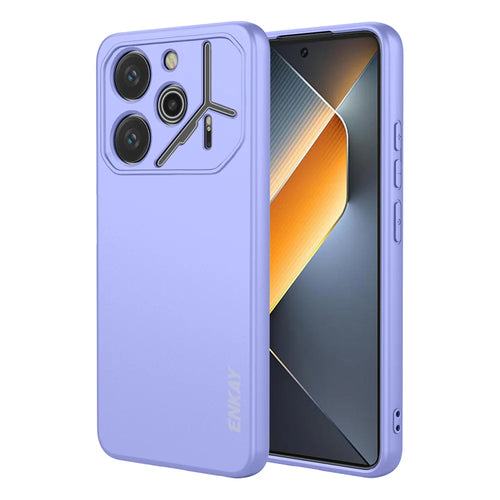 ENKAY HAT PRINCE For TECNO Pova 6 4G Silicone Case   Straight Edge Cell Phone Back Cover - Purple - 1